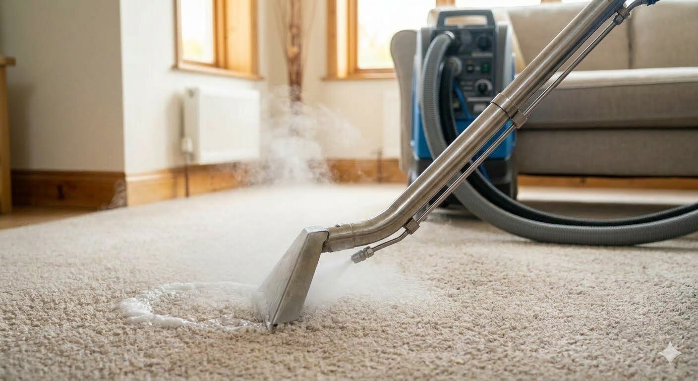 Pristine clean carpet in a beautiful living room
